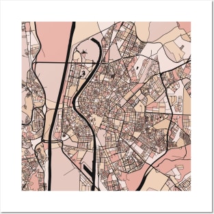 Seville Map Pattern in Soft Pink Pastels Posters and Art